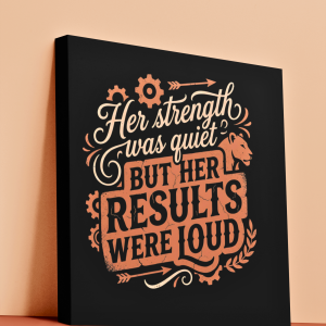 Canvas Wall Art – “Her Strength Was Quiet But Her Results Were Loud” Inspirational Quote