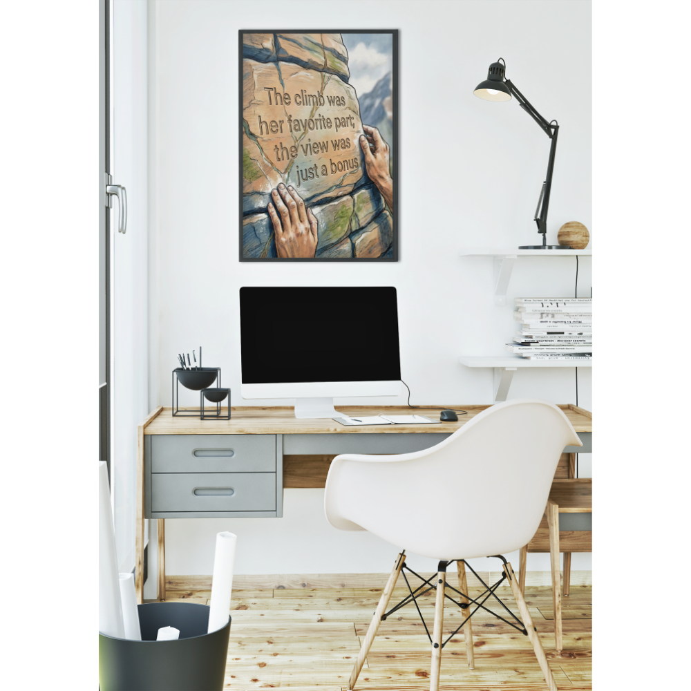 Climbing Canvas Wall Art — “The climb was her favorite part; the view was just a bonus” - Imagen 4