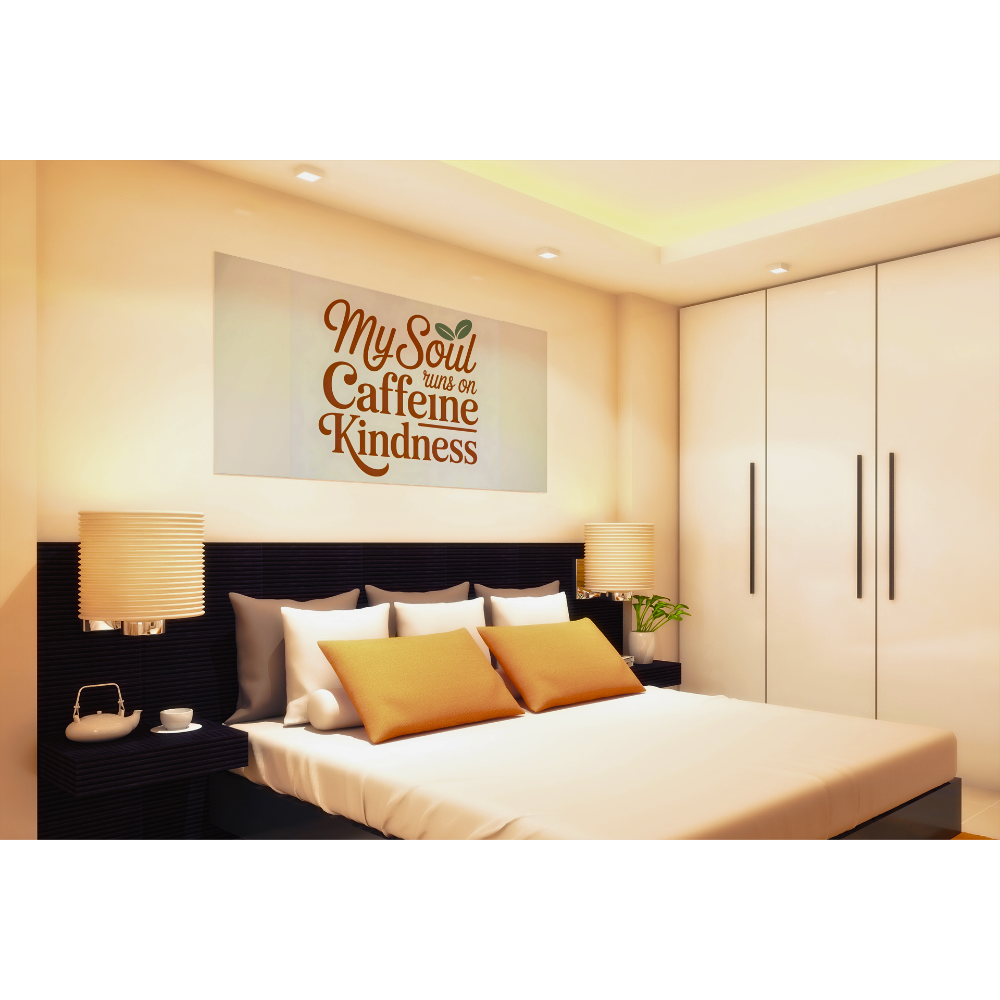 Canvas Wall Art — "My Soul Runs on Caffeine & Kindness" Feminine Botanical Coffee Print - Image 2