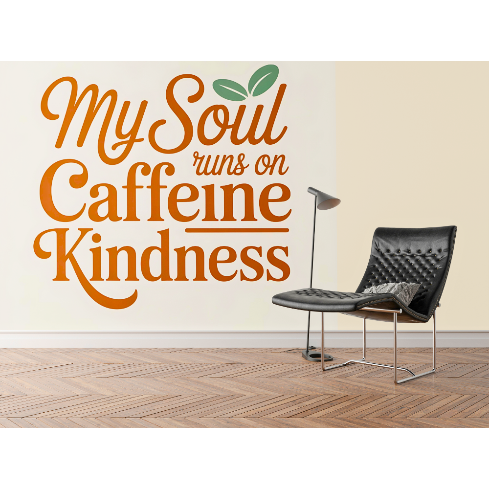 Canvas Wall Art — "My Soul Runs on Caffeine & Kindness" Feminine Botanical Coffee Print - Image 4