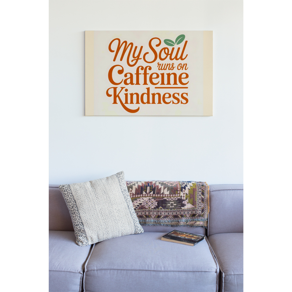 Canvas Wall Art — "My Soul Runs on Caffeine & Kindness" Feminine Botanical Coffee Print - Image 3